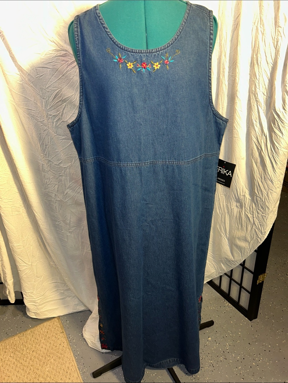 Erika Denim Dress in Blue with Black Tag